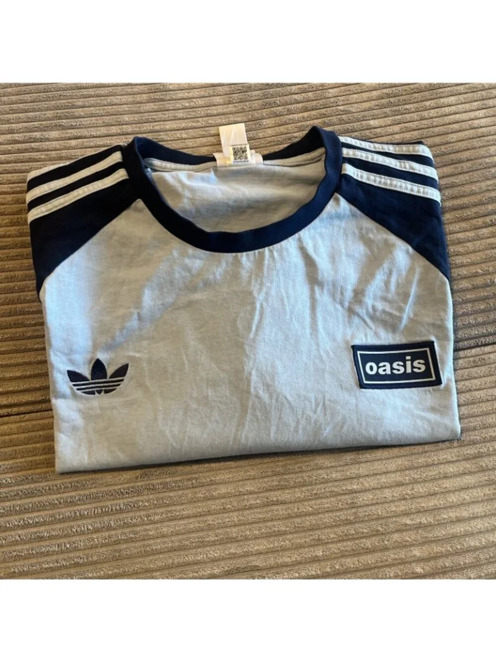 Oasis x Adidas Official Tour Blue 3 Stripe Long Sleeve Concert Tee Dublin XL